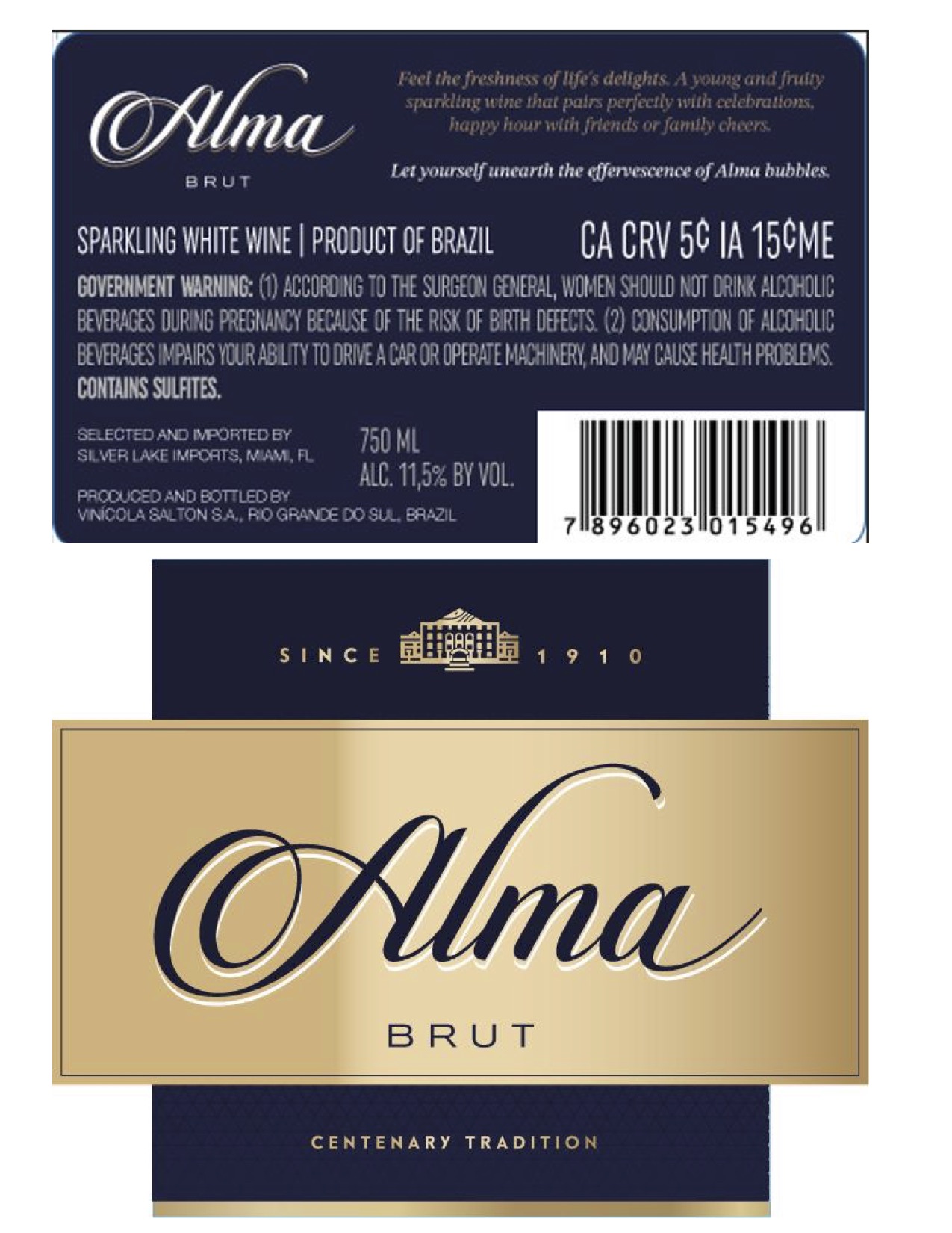 TABC label artwork for Alma Brut Sparkling Wine
