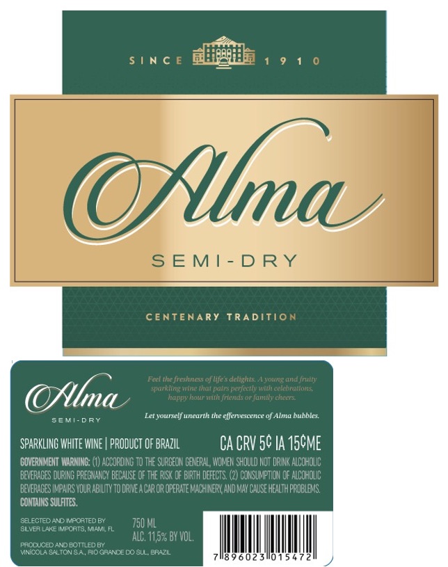 TABC label artwork for Alma Semi-Dry Sparkling Wine