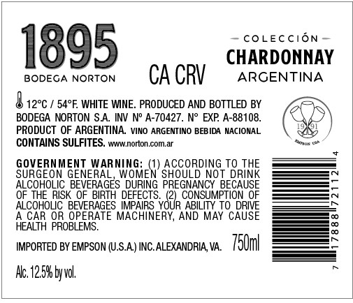 TABC label artwork for NORTON 1895 CHARDONNAY
