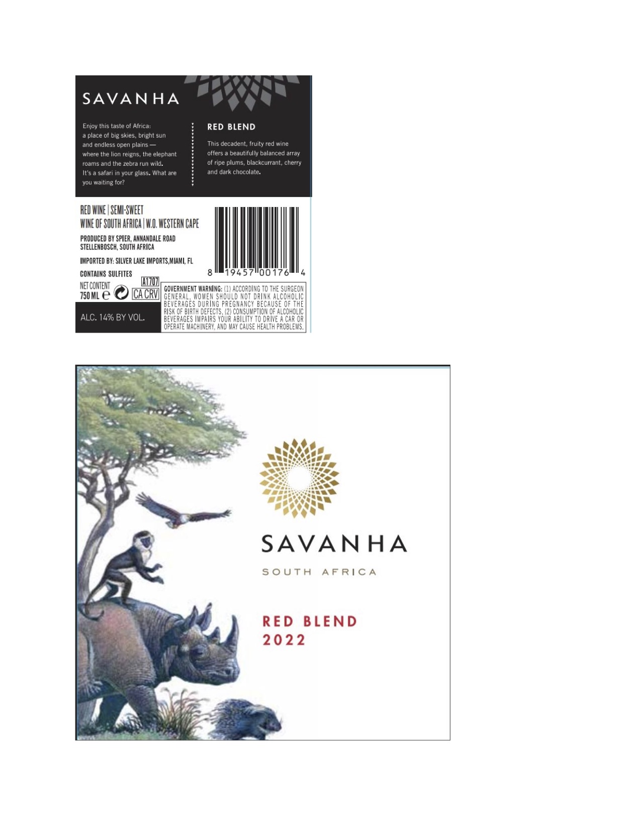 TABC label artwork for Savanha Red Blend