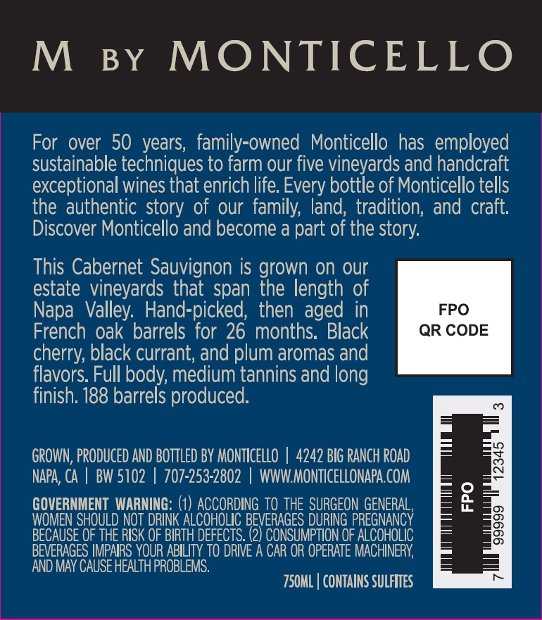 TABC label artwork for M by Monticello Cabernet Sauvignon Napa