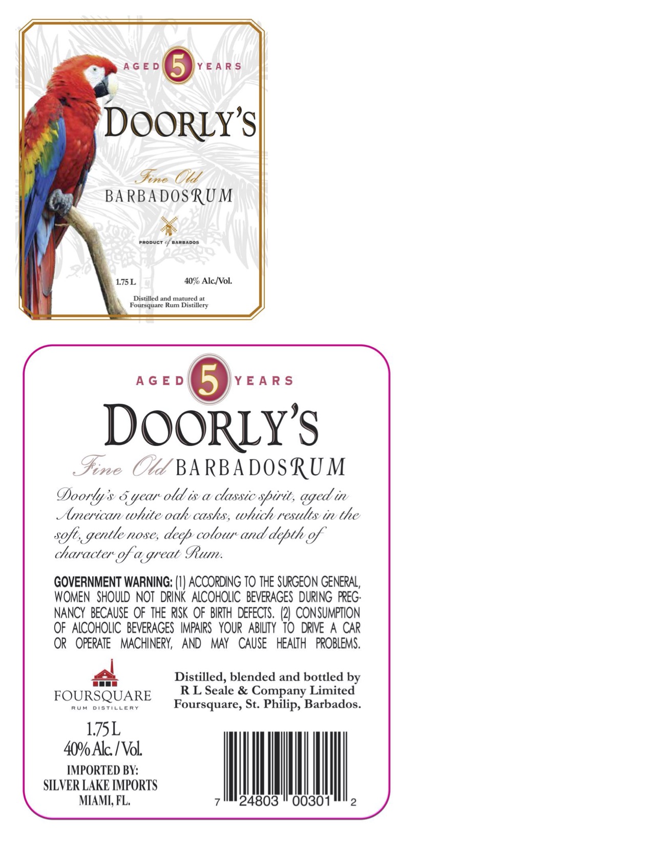 TABC label artwork for Doorly's 5YO Amber Rum