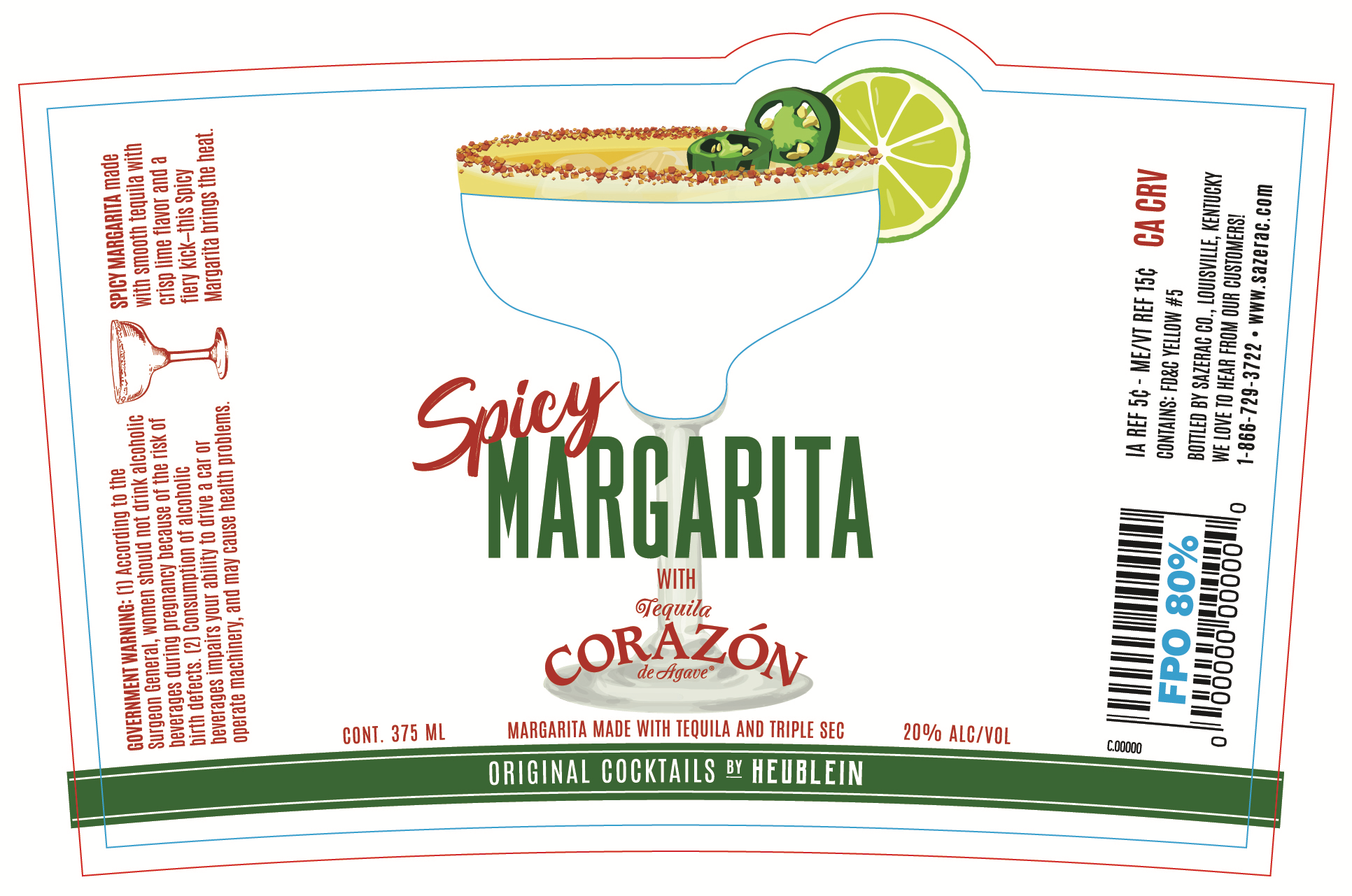 TABC label artwork for Original Cocktails by Heublein Spicy Margarita 375ml