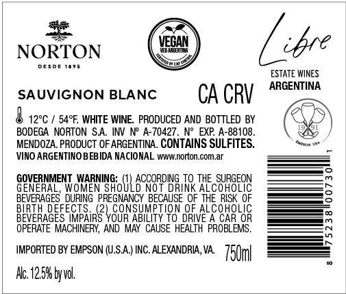 TABC label artwork for NORTON LIBRE SAUVIGNON BLANC