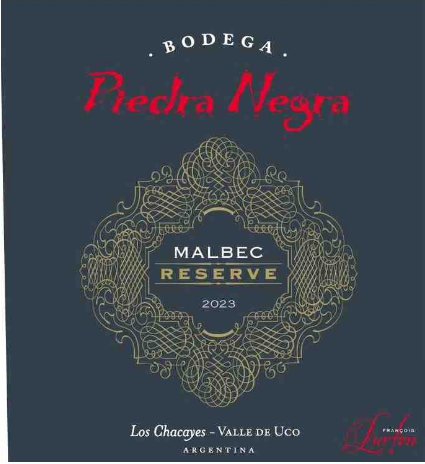 TABC label artwork for Piedra Negra Reserve Los Chacayes Valle de Uco Malbec