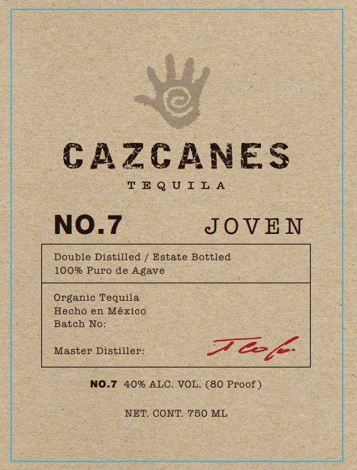 TABC label artwork for Cazcanes Tequila No.7 Joven