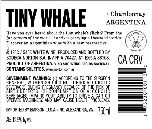 TABC label artwork for NORTON TINY WHALE CHARDONNAY