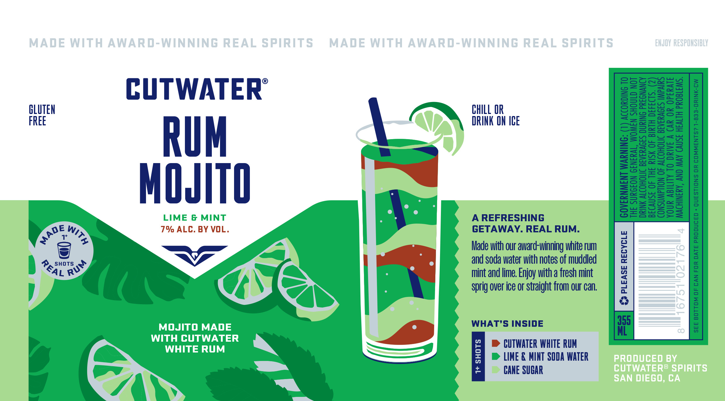 TABC label artwork for CUTWATER RUM MOJITO LIME & MINT 12 OZ. CAN 7% ABV