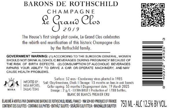 TABC label artwork for BARONS DE ROTHSCHILD LE GRAND CLOS