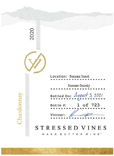 TABC label artwork for STRESSED VINES CHARDONNAY SONOMA COAST