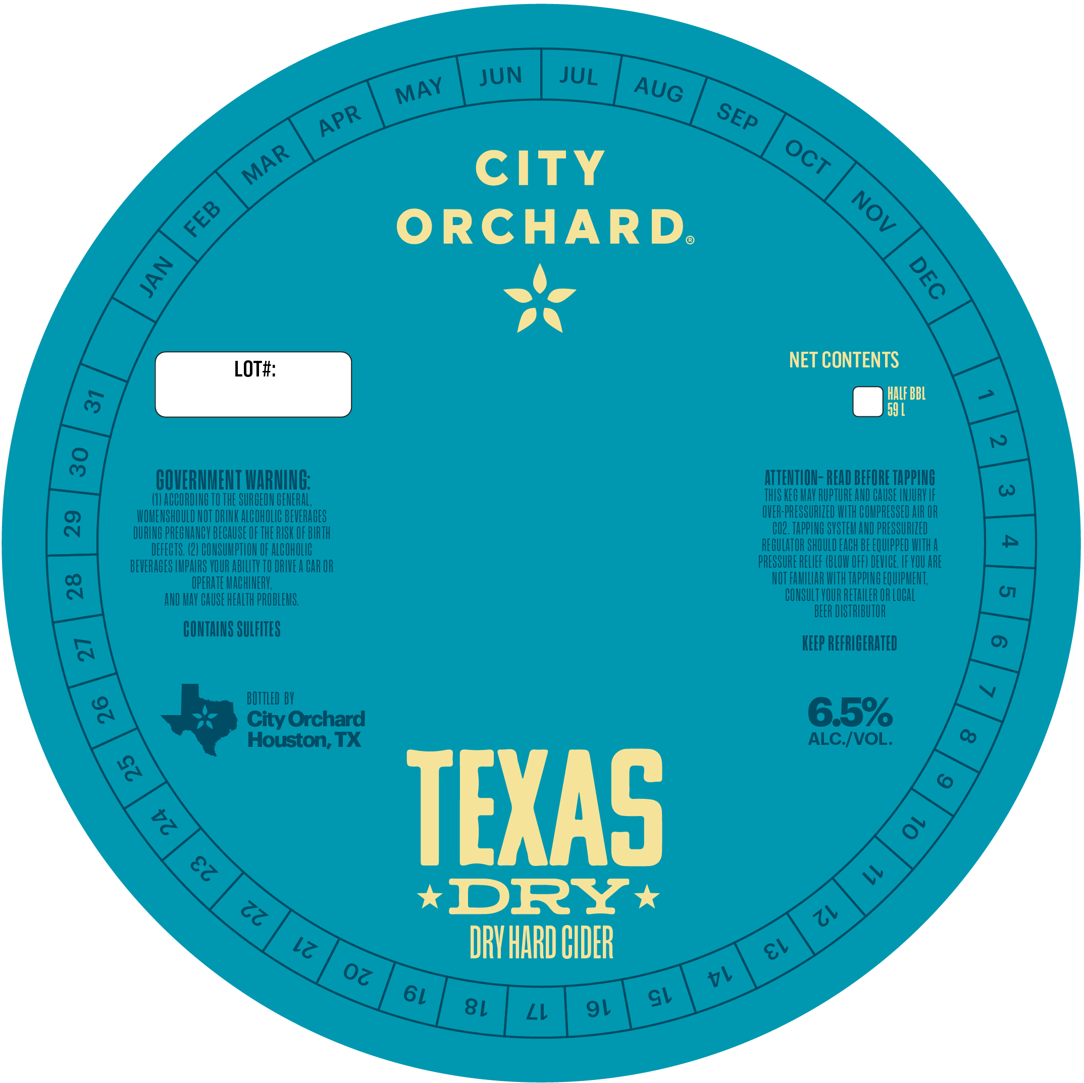 TABC label artwork for City Orchard Texas Dry