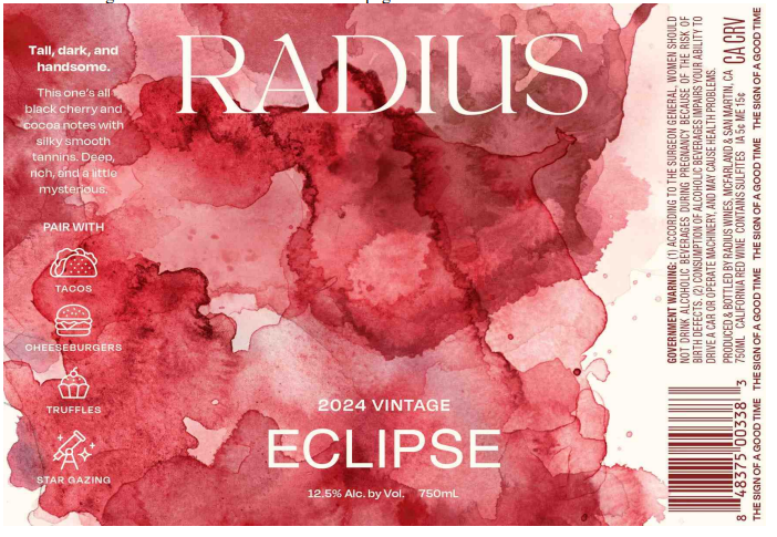 TABC label artwork for Radius Eclipse California