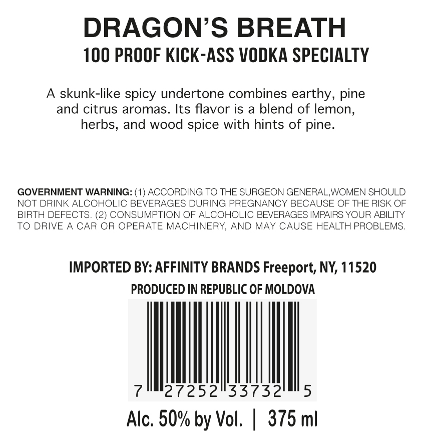 TABC label artwork for BLAZIN DRAGON'S BREATH