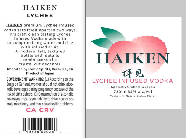 TABC label artwork for Haiken Lychee Infused Vodka