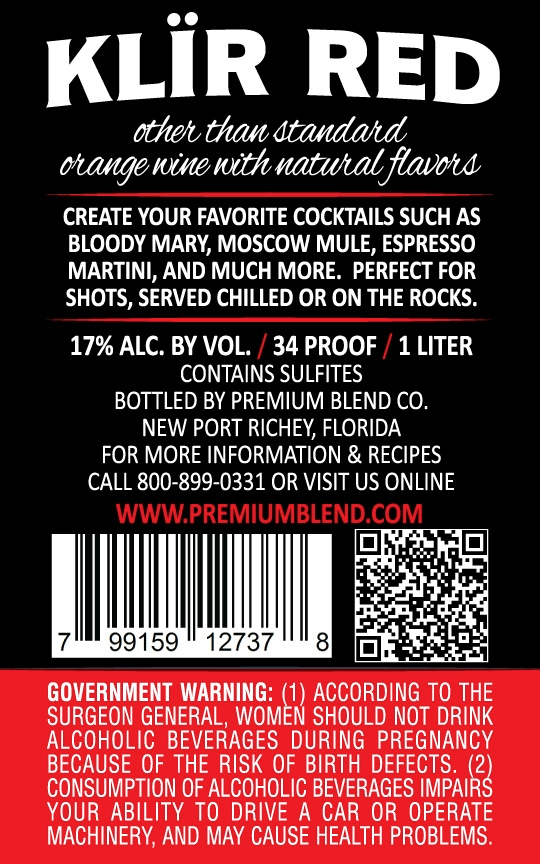 TABC label artwork for Klir Red