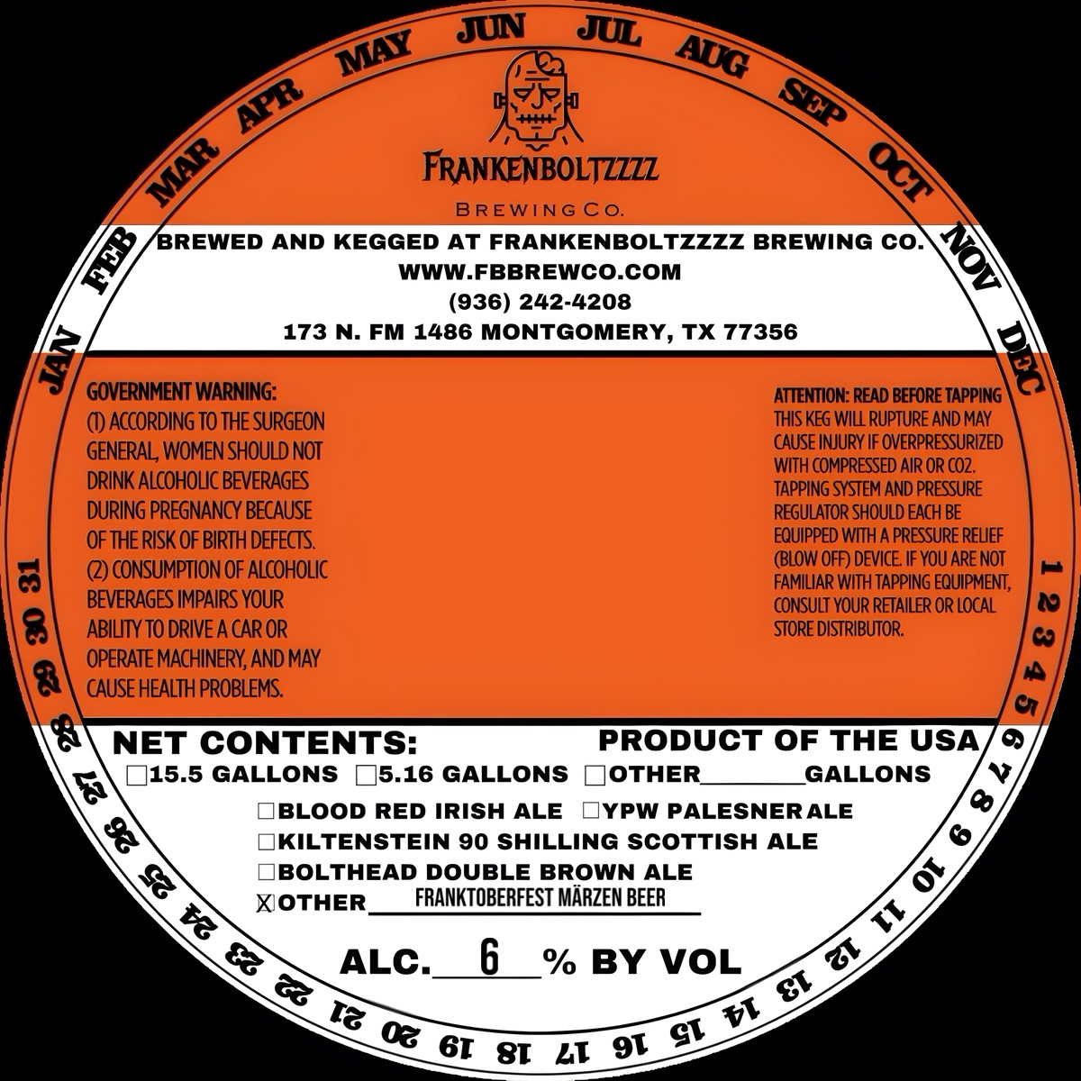 TABC label artwork for Franktoberfest Marzen Beer