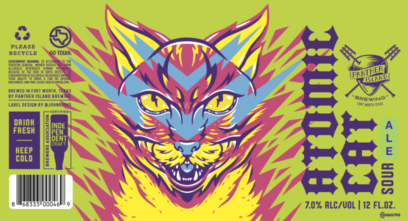 TABC label artwork for ATOMIC CAT CAN