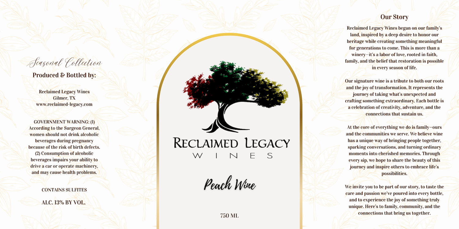 TABC label artwork for Peach Wine