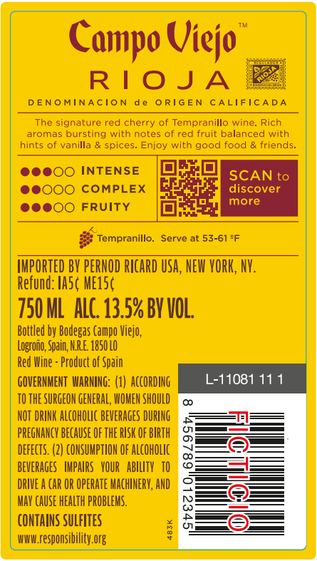 TABC label artwork for Campo Viejo Tempranillo Rioja