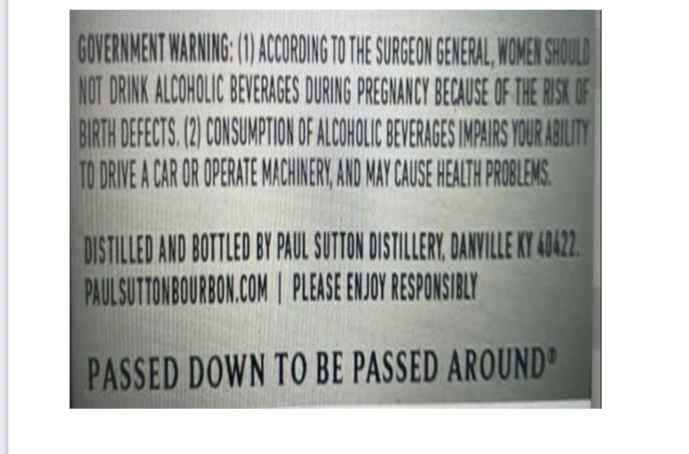 TABC label artwork for Paul Sutton Bourbon Cask Strength