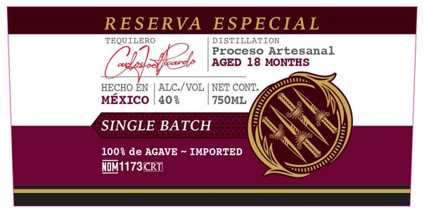 TABC label artwork for Cuatro Manos 100% Anejo ART Tequila
