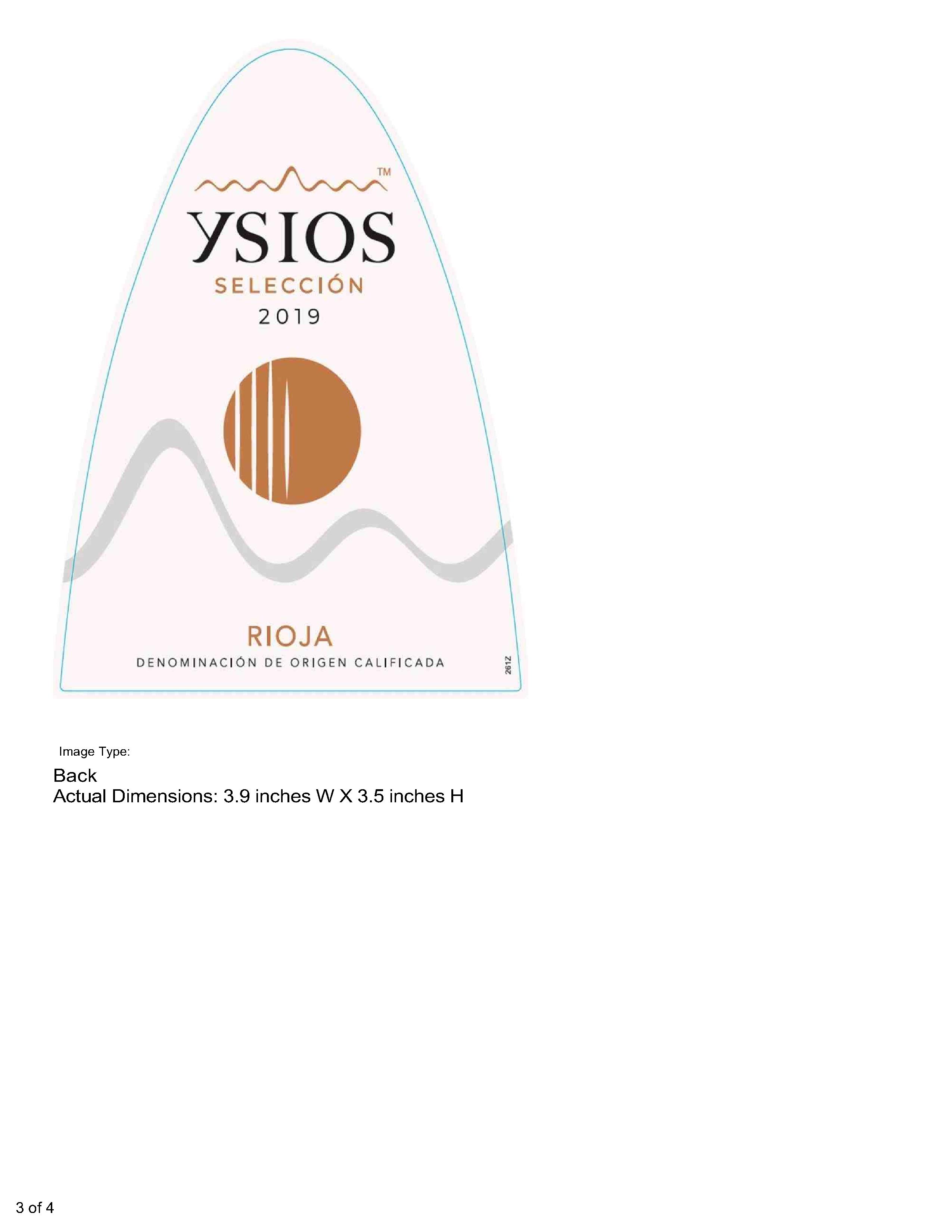 TABC label artwork for Ysios Seleccion Red Wine Rioja