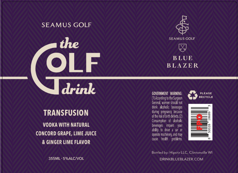 TABC label artwork for THE GOLF DRINK TRANSFUSION