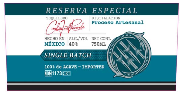 TABC label artwork for Cuatro Manos 100% Blanco ART Tequila
