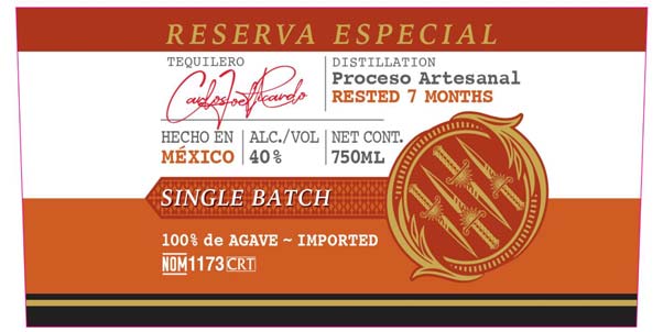 TABC label artwork for Cuatro Manos 100% Reposado ART Tequila