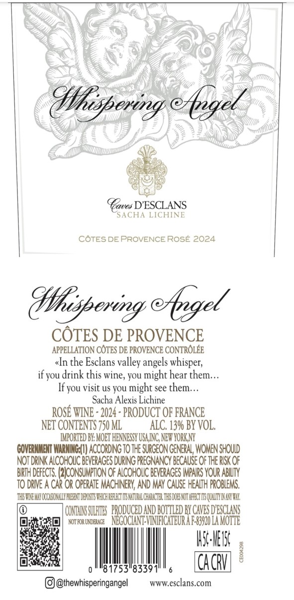 TABC label artwork for Whispering Angel Rose 2024