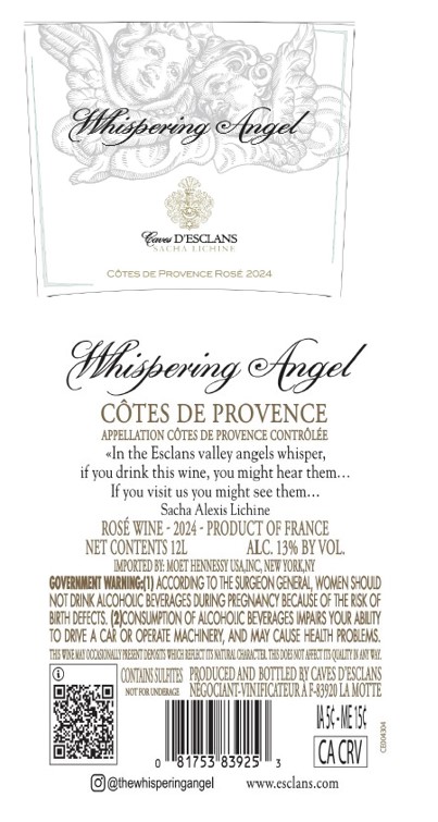 TABC label artwork for Whispering Angel 12L 2024
