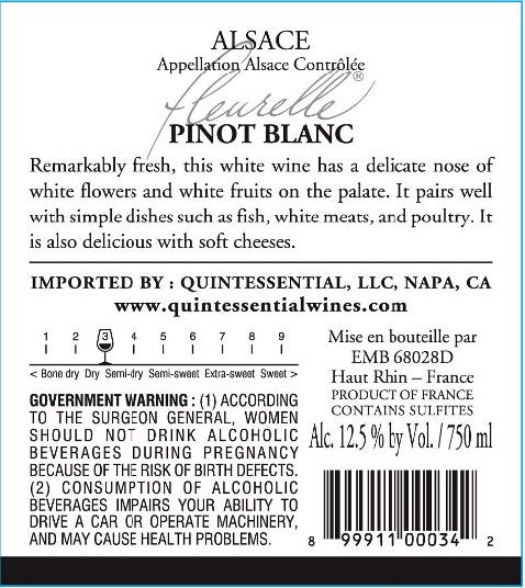 TABC label artwork for Fleurelle Pinot Blanc Vin D'Alsace