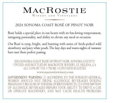 TABC label artwork for MacRostie Rose of Pinot Noir