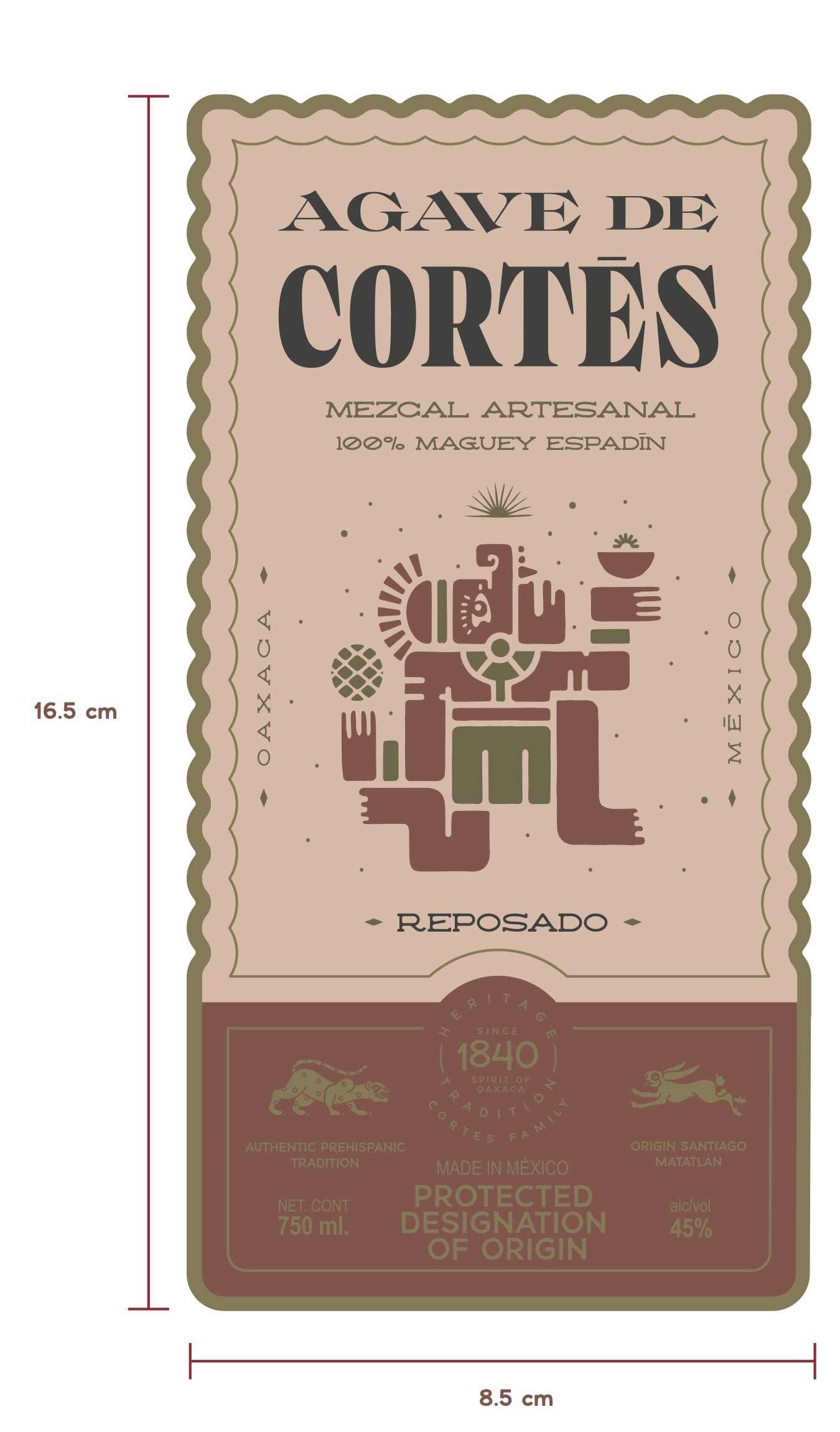 TABC label artwork for Agave De Cortes Mezcal Artesanal 100% Maguey Espadin Reposado