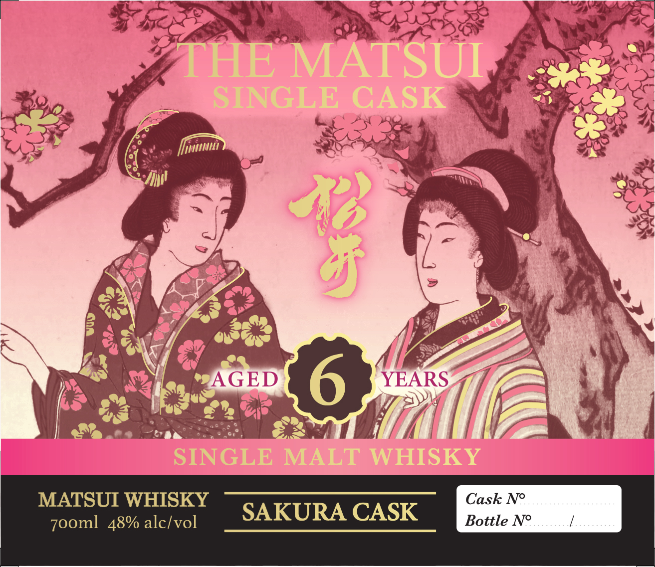 TABC label artwork for Matsui Single Cask 6 Yr Sakura