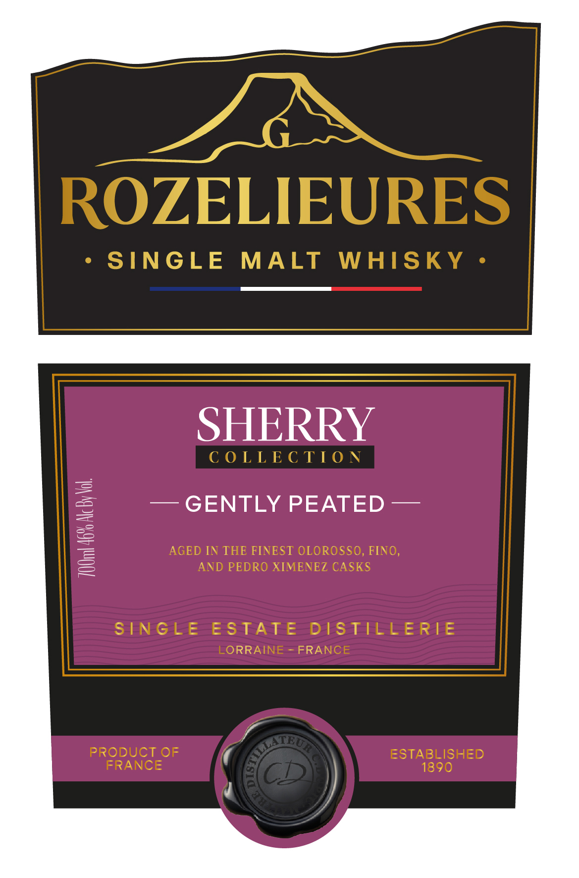 TABC label artwork for Rozelieures Sherry Collection