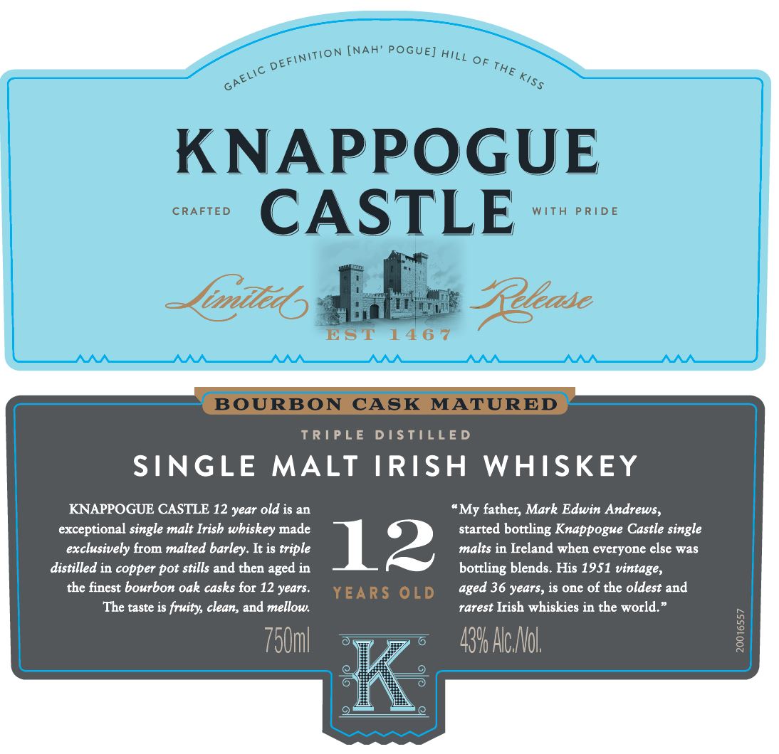 TABC label artwork for Knappogue Castle Single Malt Irish Whiskey 12 Years Old