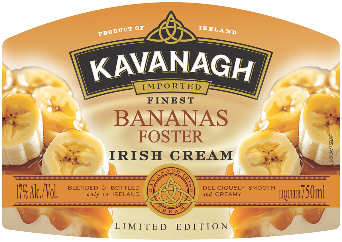 TABC label artwork for Kavanagh Bananas Foster Irish Cream