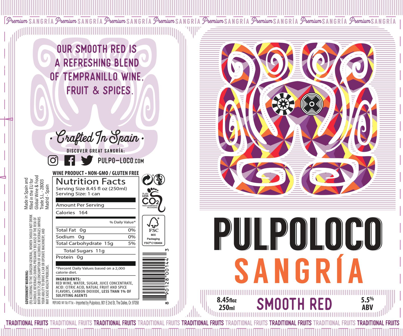 TABC label artwork for PULPOLOCO SMOOTH RED SANGRIA
