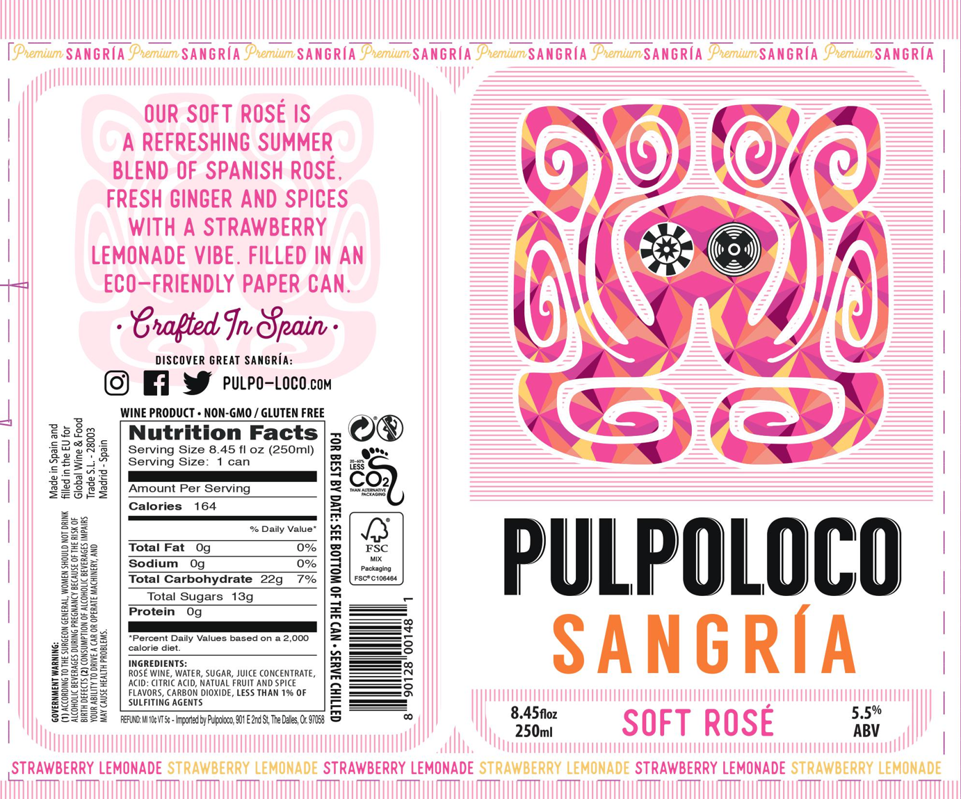 TABC label artwork for PULPOLOCO SOFT RED SANGRIA