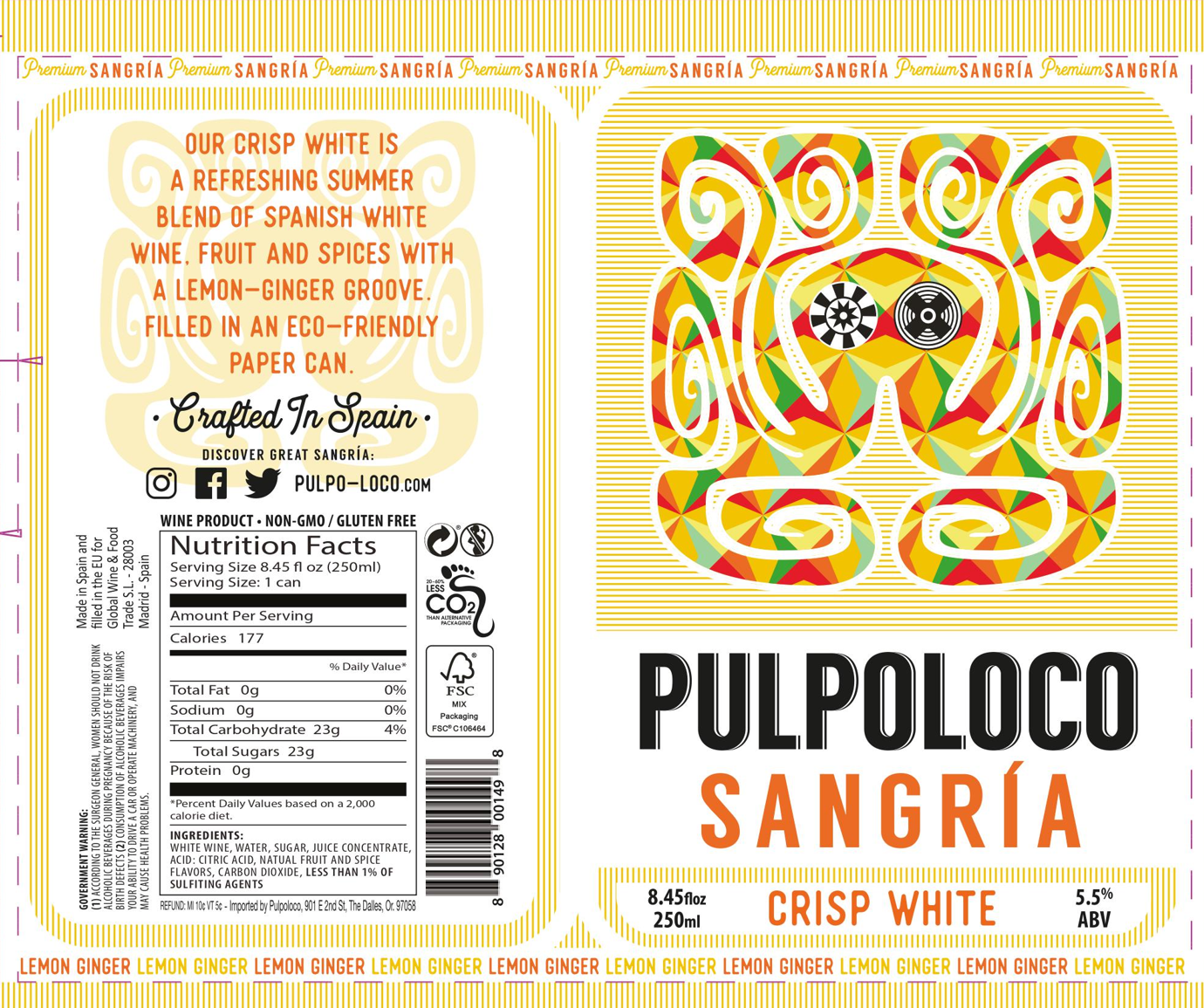 TABC label artwork for PULPOLOCO CRISP WHITE SANGRIA