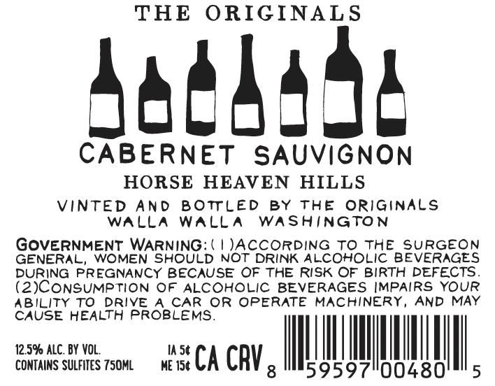 TABC label artwork for THE ORIGINALS CABERNET SAUVIGNON HORSE HEAVEN HILLS