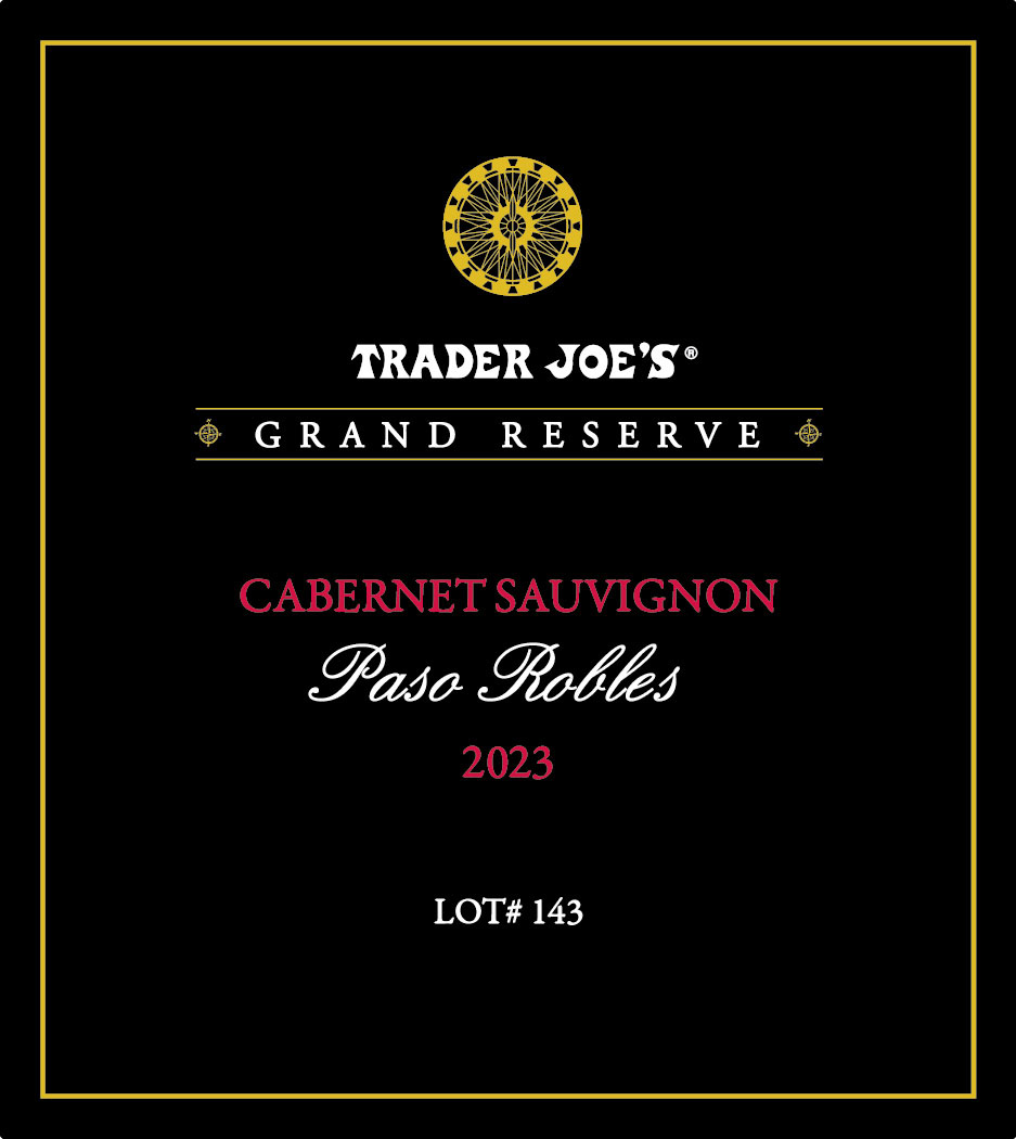 TABC label artwork for TRADER JOE'S GRAND RESERVE CABERNET SAUVGINON LOT# 143 PASO ROBLES