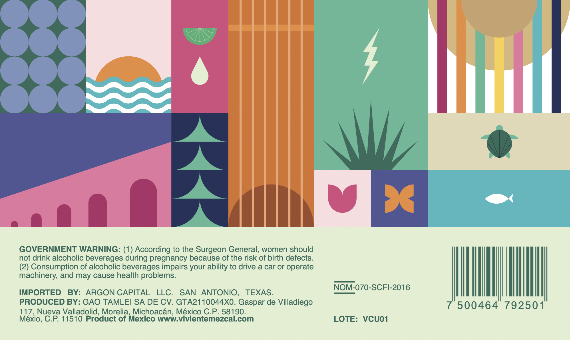 TABC label artwork for Viviente Cupreata Mezcal Artesanal Unaged