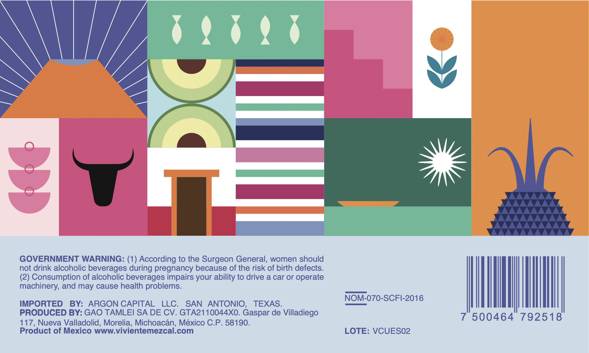 TABC label artwork for Viviente Cupreata and Espadín Mezcal Artesanal Unaged