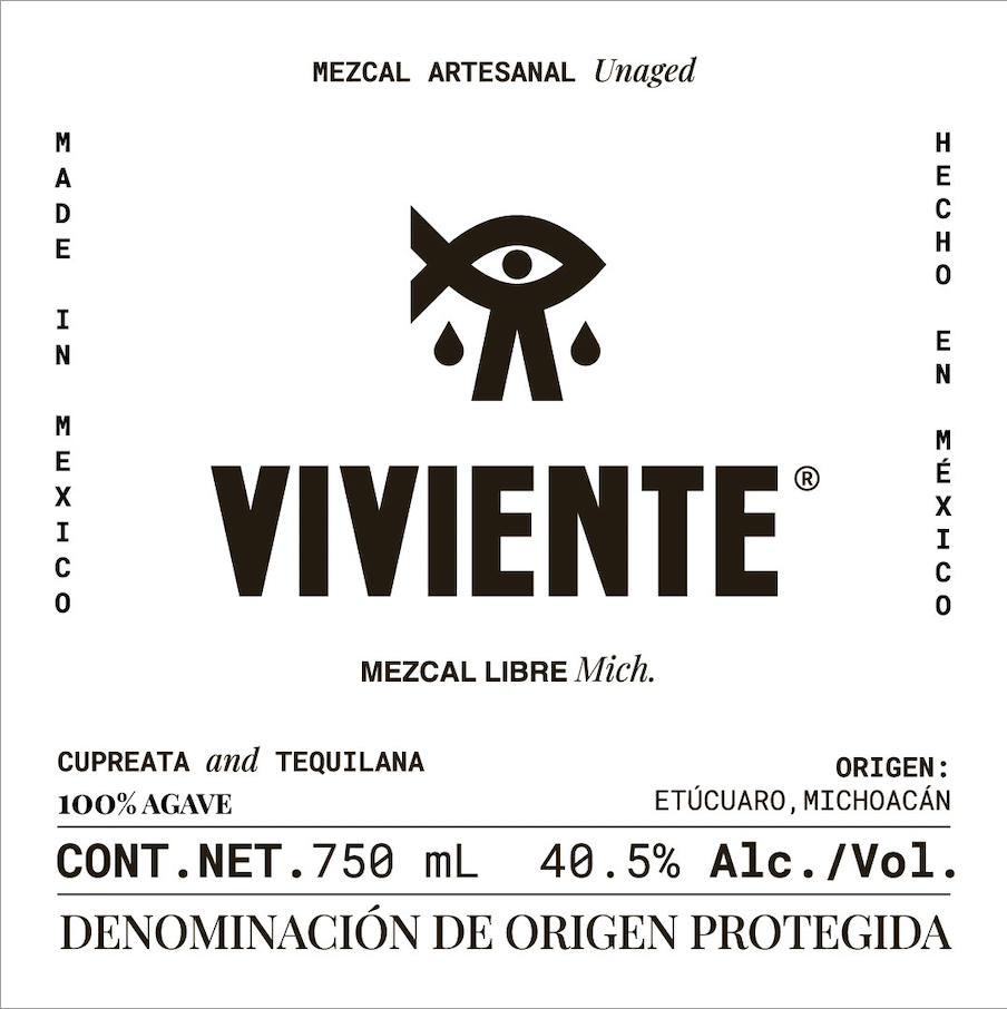TABC label artwork for Viviente Cupreata and Tequilana Mezcal Artisanal Unaged