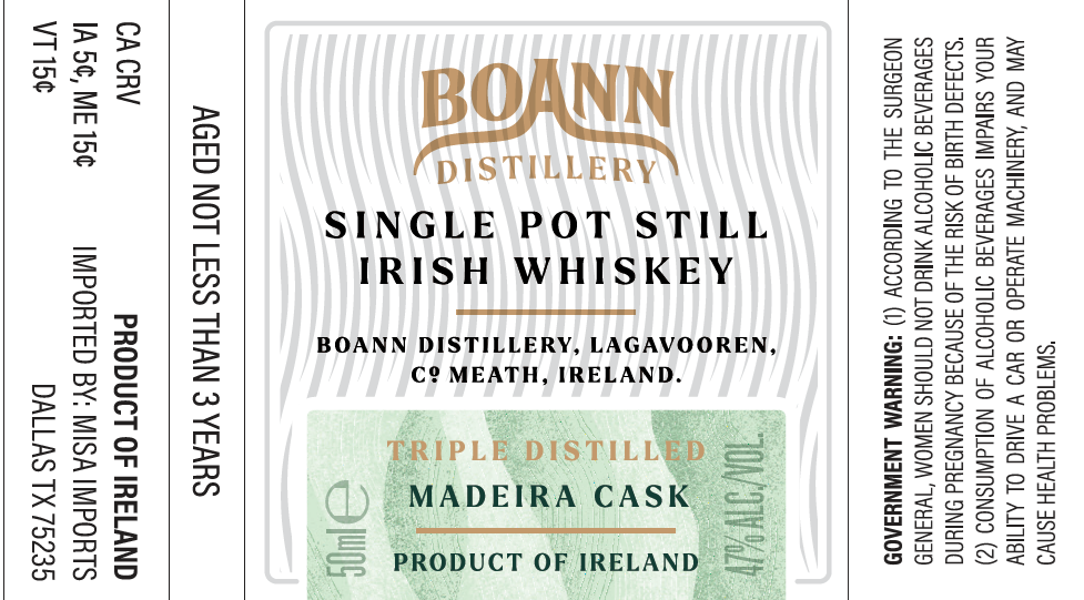 TABC label artwork for BOANN DISTILLERY SINGLE POT STILL