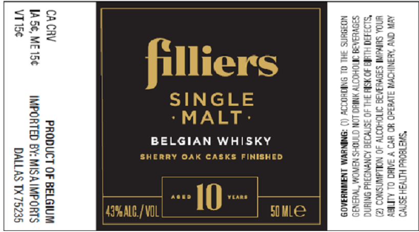 TABC label artwork for FILLIERS SINGLE MALT AGED 10 YEARS