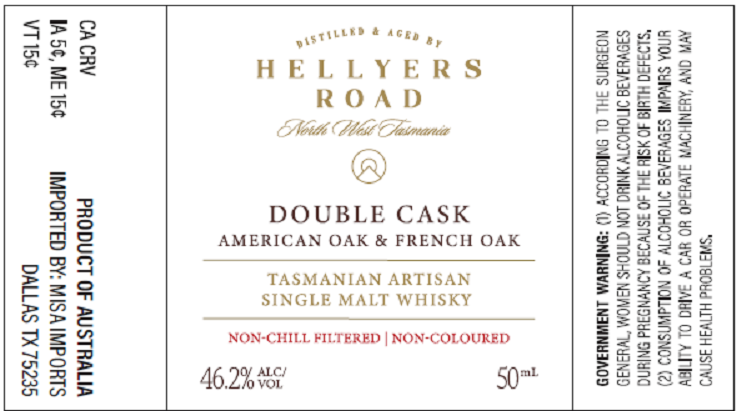 TABC label artwork for HELLYERS ROAD