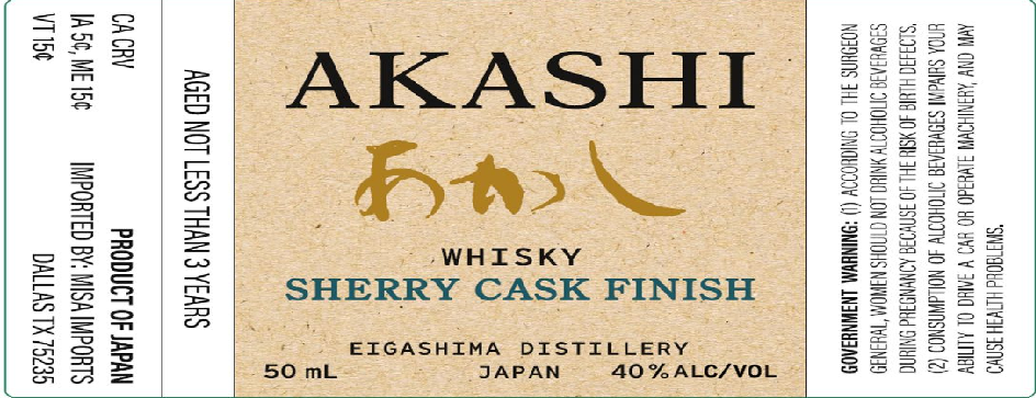 TABC label artwork for AKASHI SHERRY CASK